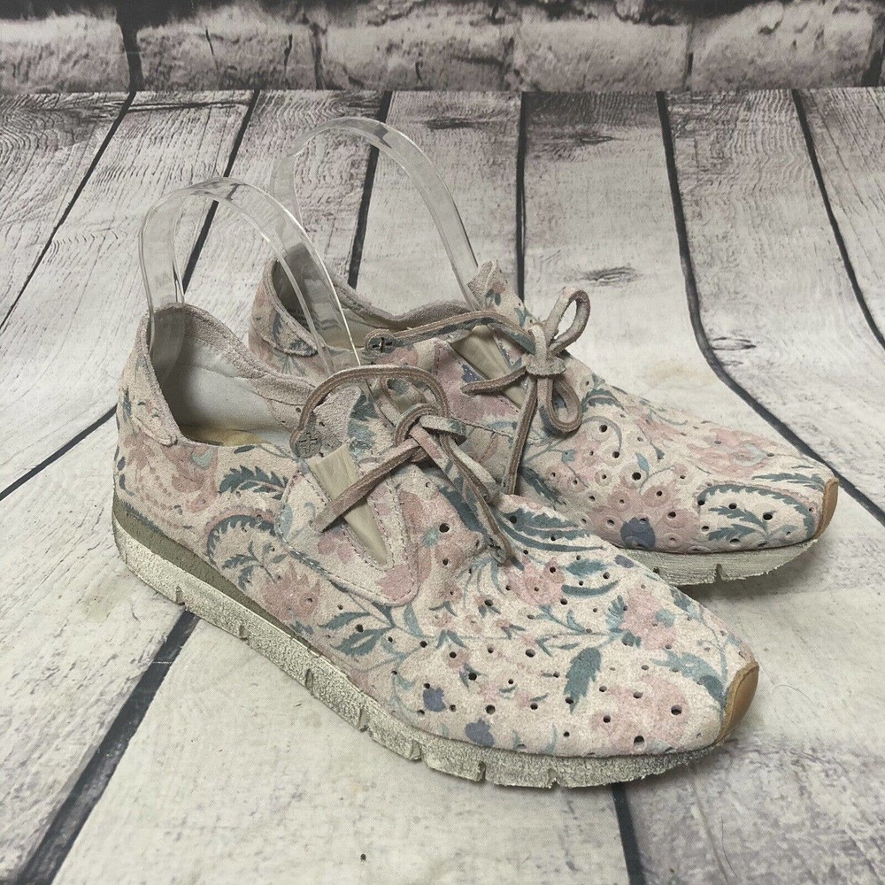 OBT Sneaker Womens 9.5 Lunar Trail Pink Floral Leather Lace Up Sneaker‎ AO